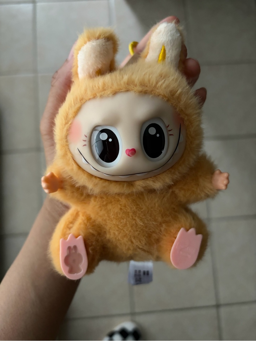 Plush bunny keychain - orange fluffy plush